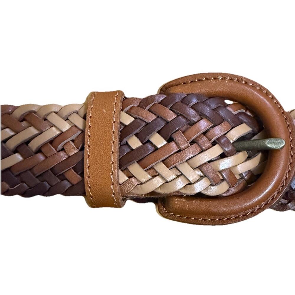 MADEWELL Women’s Genuine Brown Leather Woven Braided Belt Size XXS/S